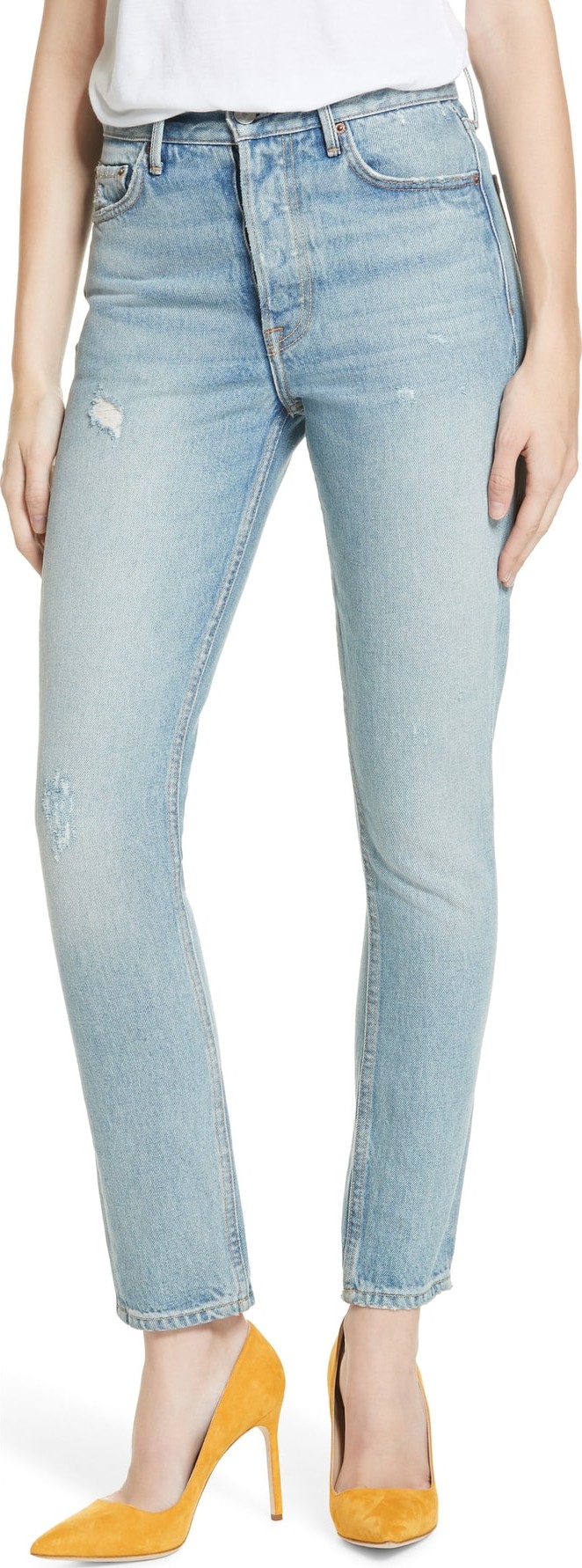 Grlfrnd Karolina Patched High Waist Skinny Jeans