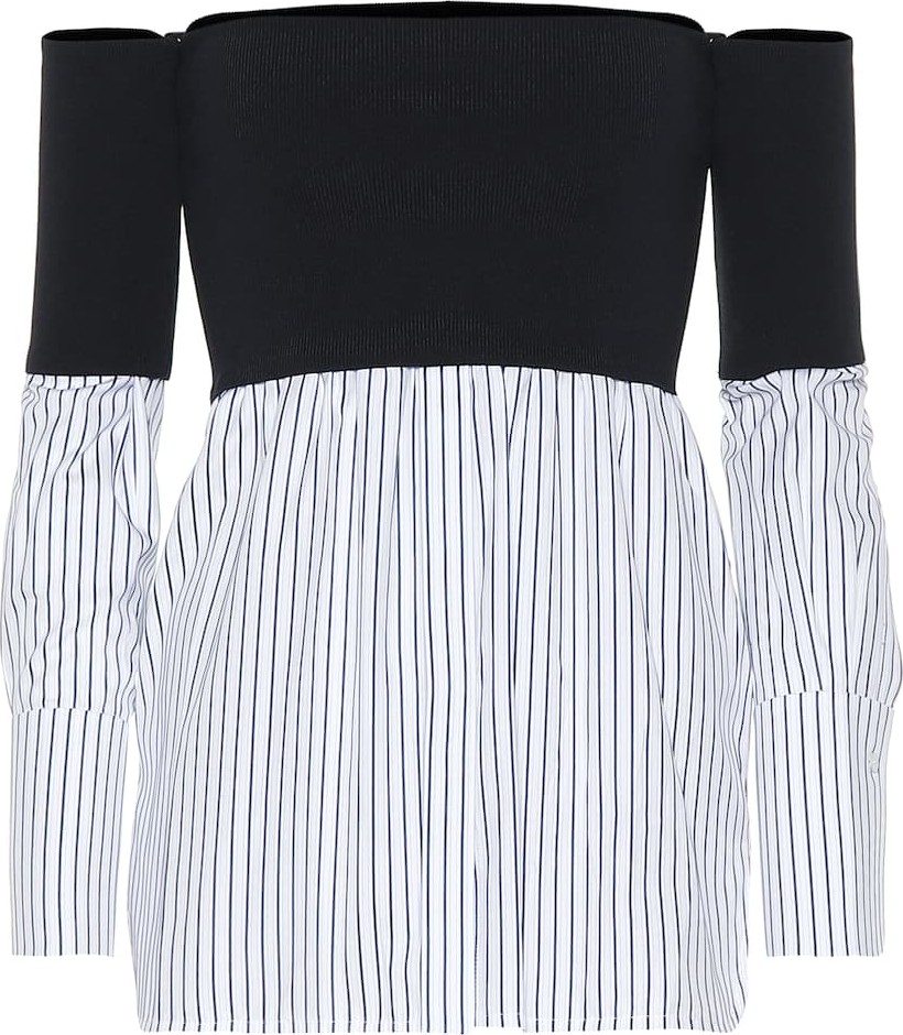 VICTORIA, VICTORIA BECKHAM Off-the-shoulder cotton-blend top
