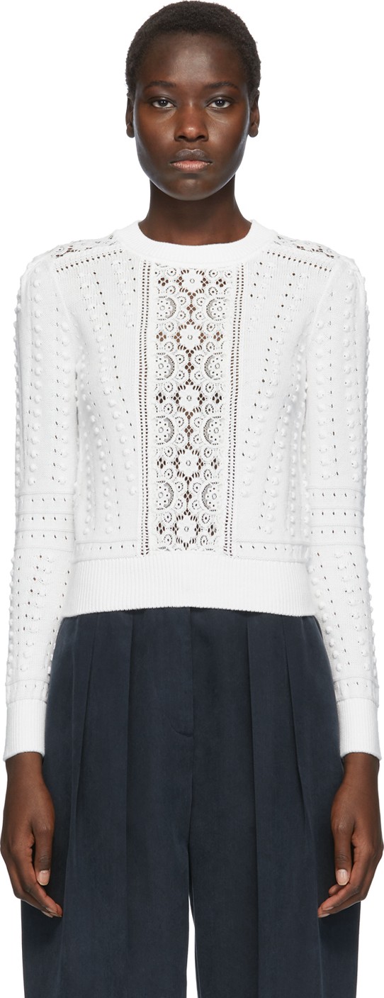 See By Chloé White Lace Fitted Sweater See By Chloé White Lace Fitted Sweater