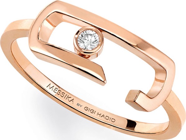 Messika Move Addiction Diamond Bezel Ring in 18K Pink Gold, Size 54