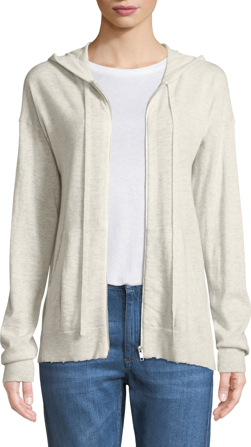 Zadig & Voltaire Sixtine Cashmere Zip-Front Hoodie Cardigan with Skull