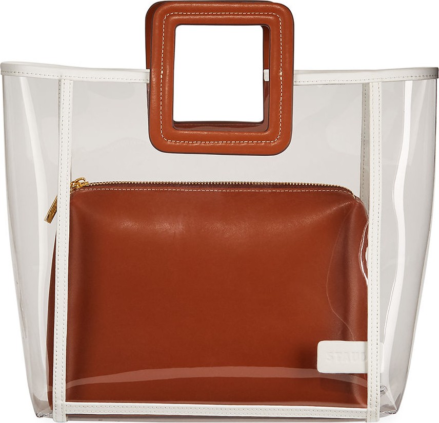 Staud Shirley Framed PVC and Leather Tote Bag