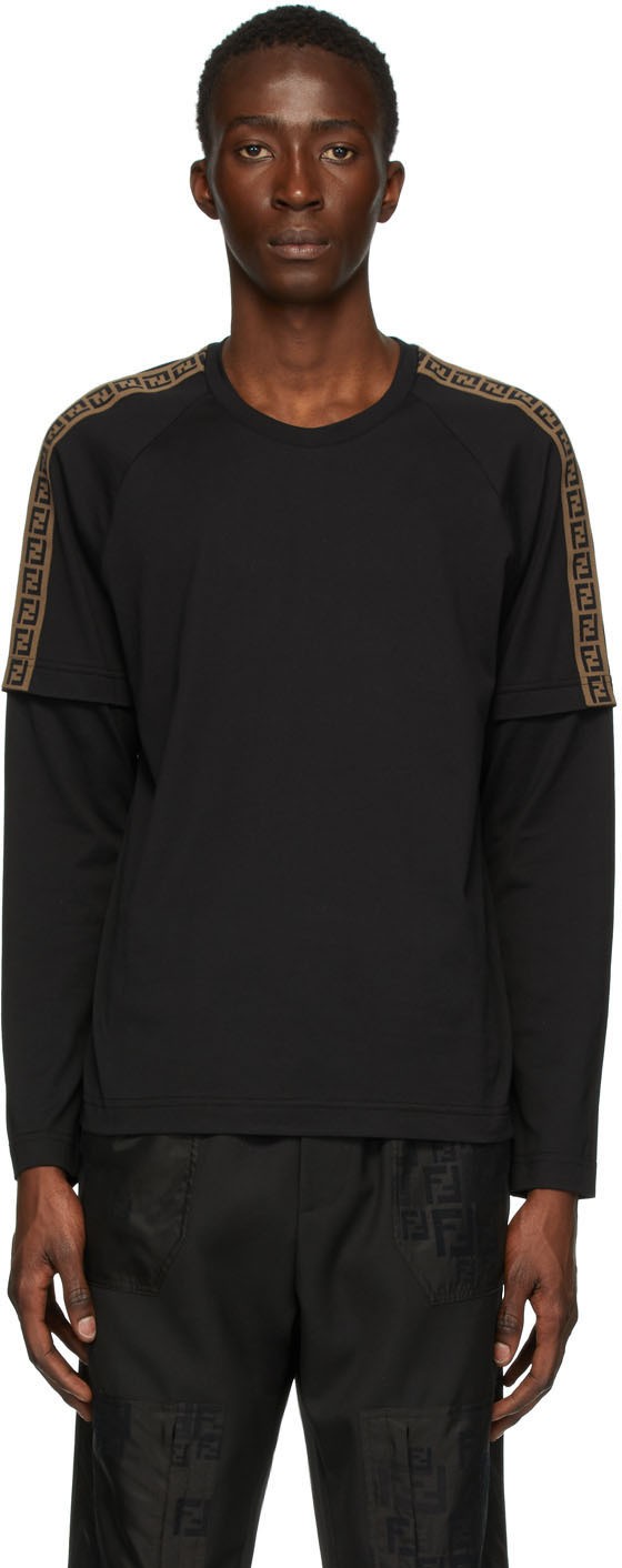 Fendi Black FF Double Sleeve T-Shirt