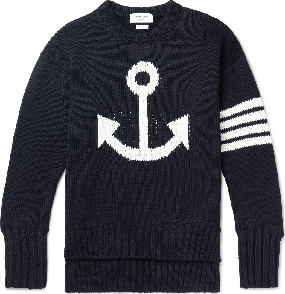 Thom Browne Striped Intarsia Cotton Sweater