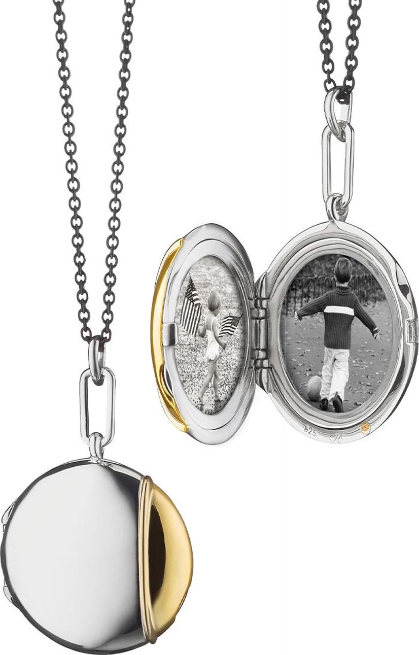 Monica Rich Kosann Silver & 18k Yellow Gold Round Locket Necklace, 32"