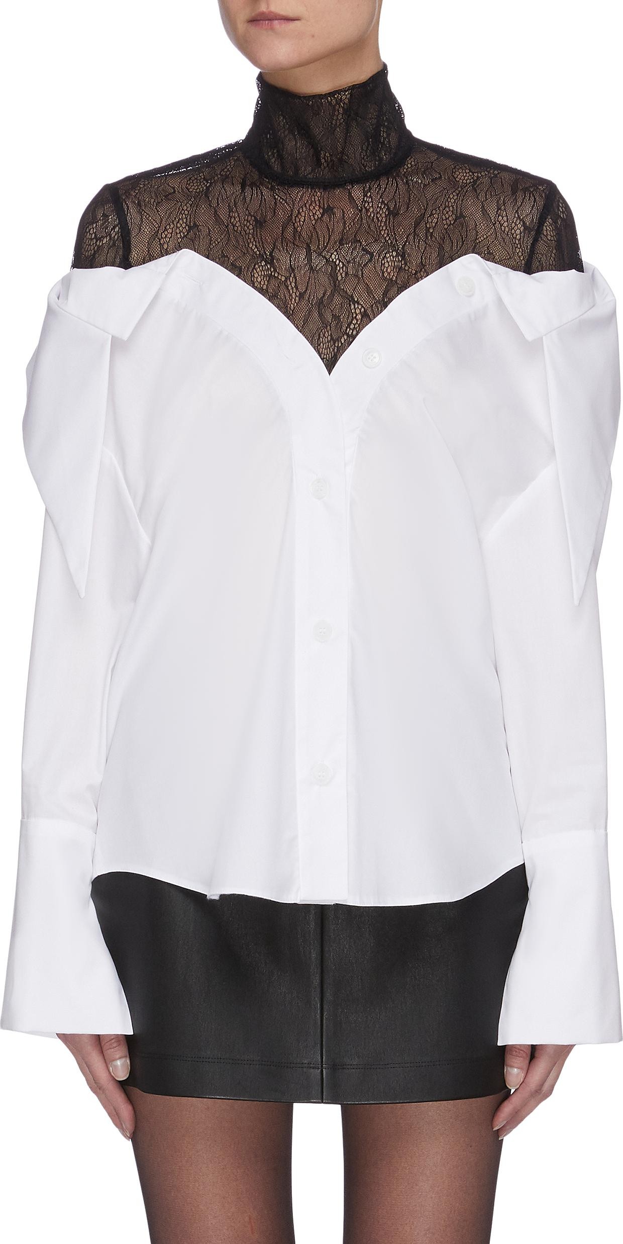 16Arlington '''''Ayame' lace turtleneck cotton shirt overlay top