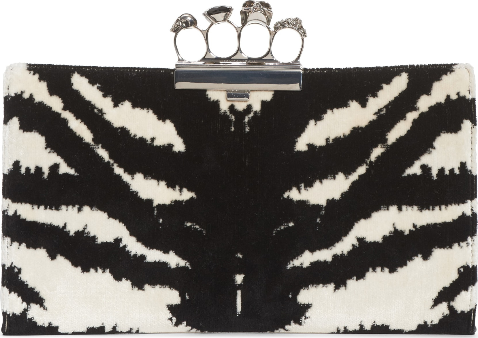 Alexander McQueen Zebra Print Knuckle Clasp Clutch