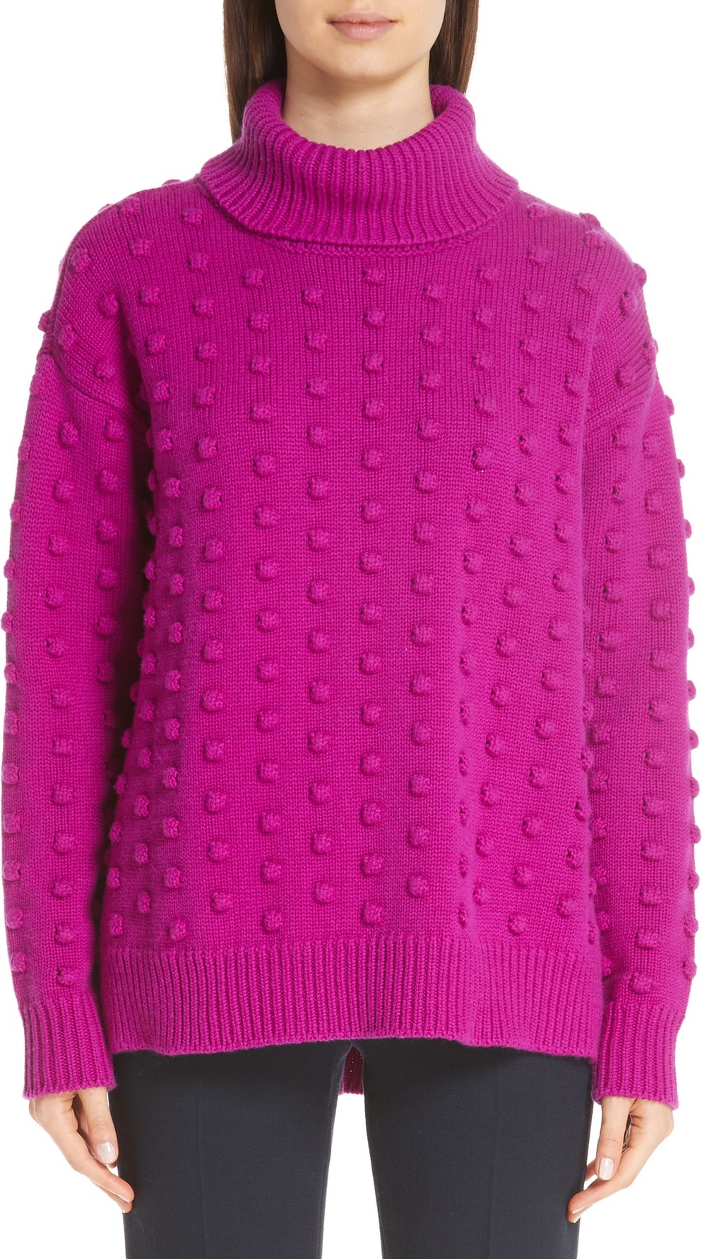Lela Rose Dotted Wool & Cashmere Turtleneck Sweater