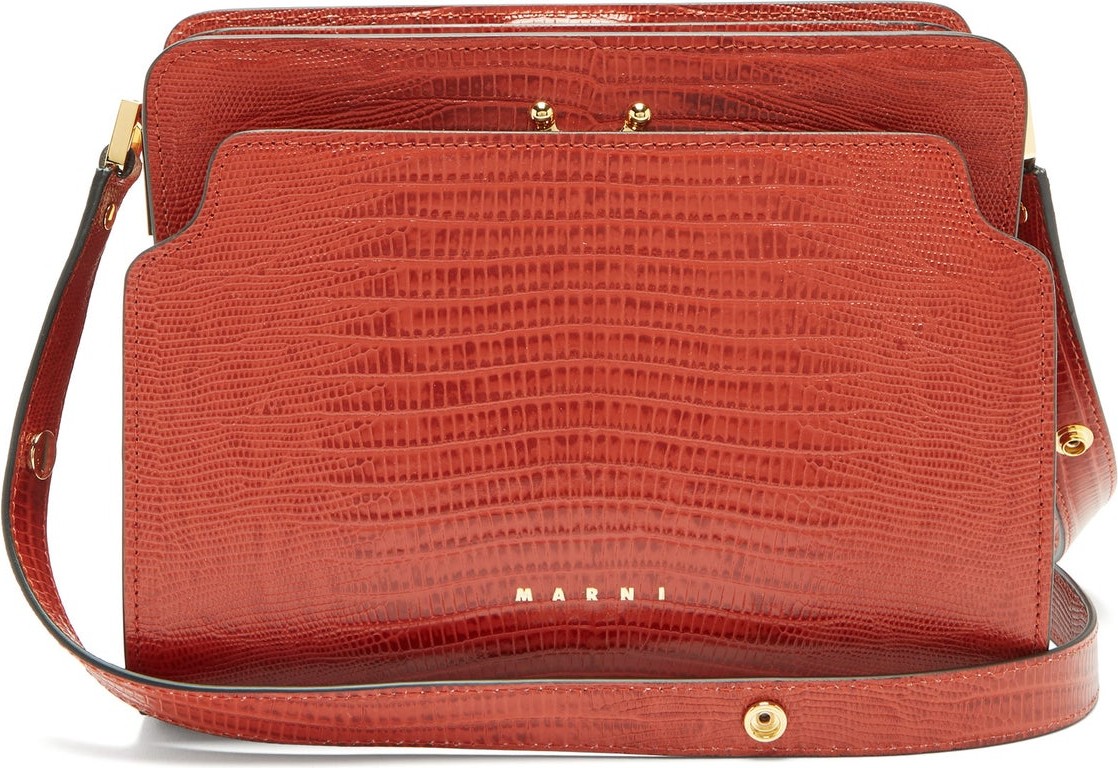 Marni Trunk Reverse lizard-embossed leather shoulder bag