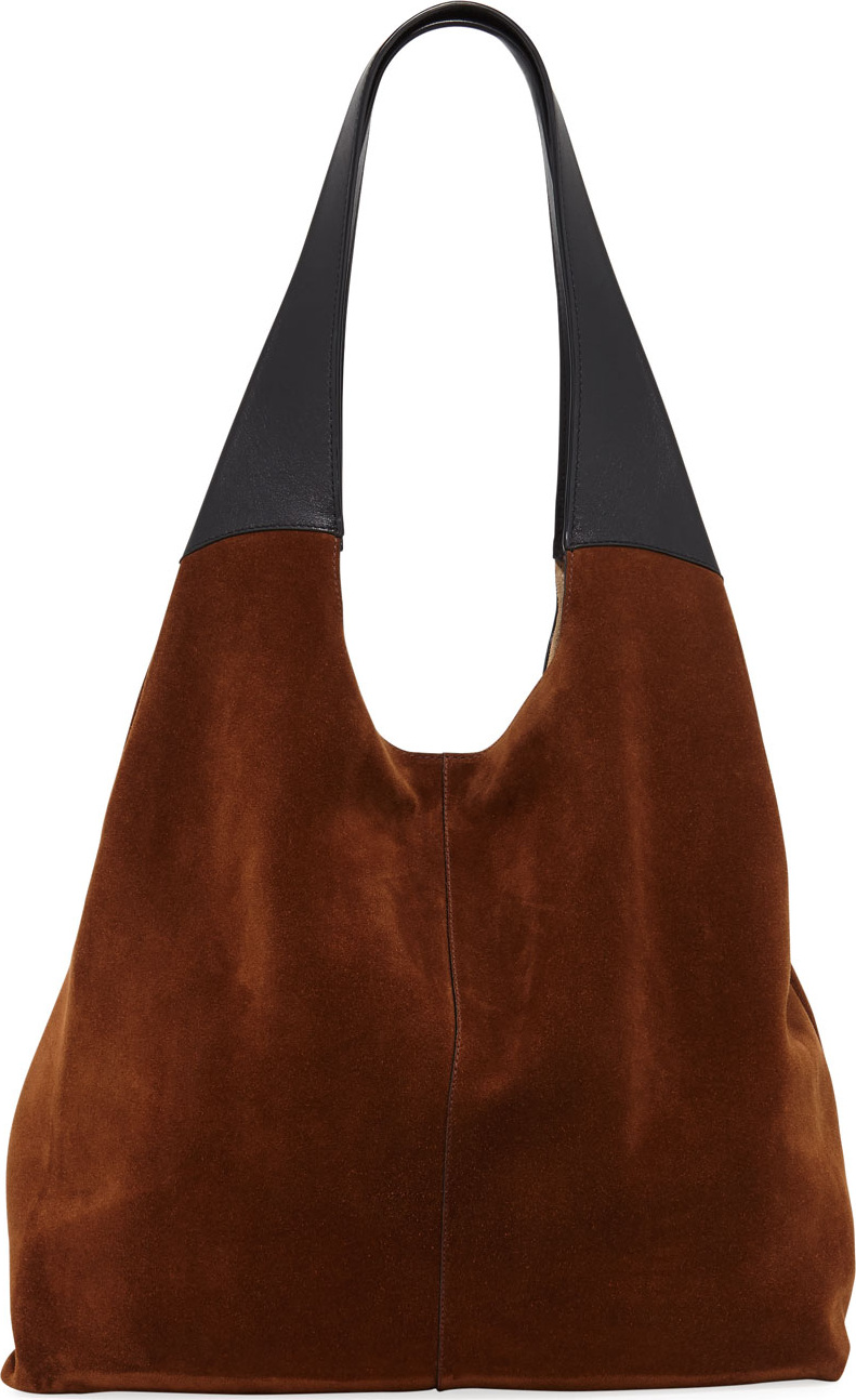 Hayward Grand Shopper Suede Tote Bag, Brown/Black
