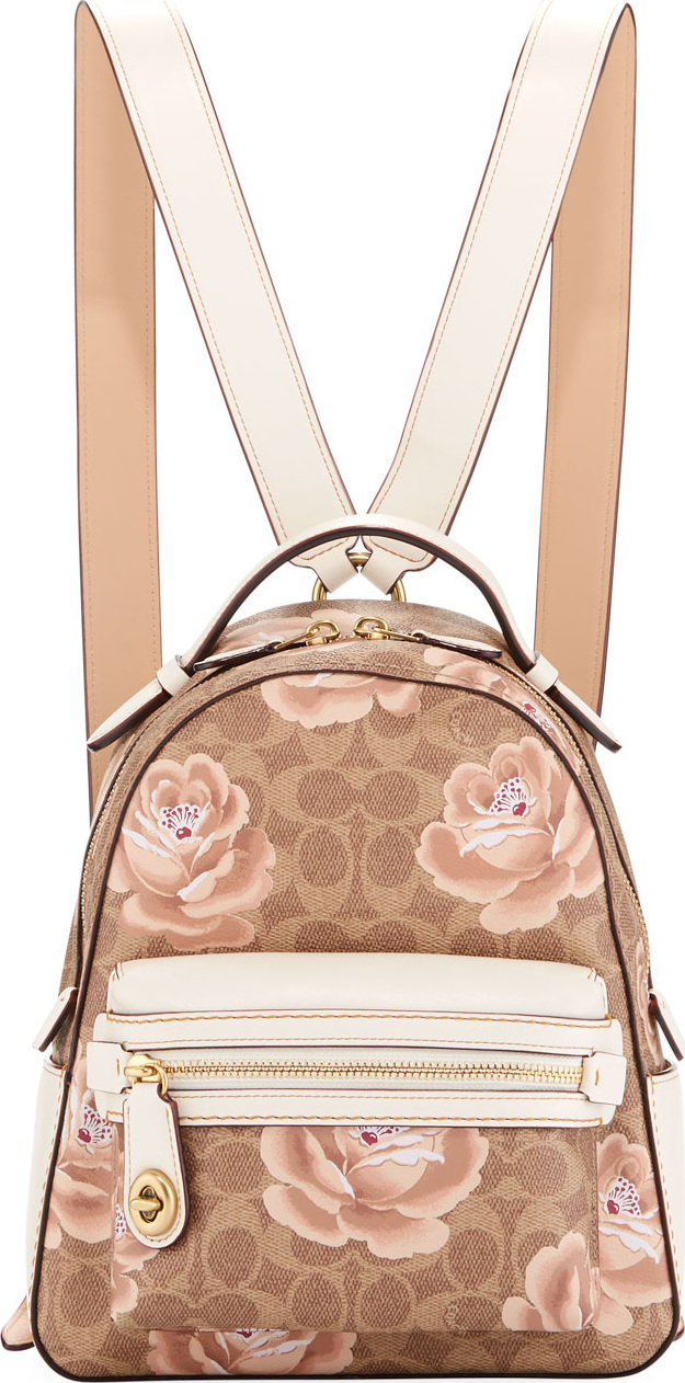 COACH Campus 23 Coated Canvas Signature Rose Backpack