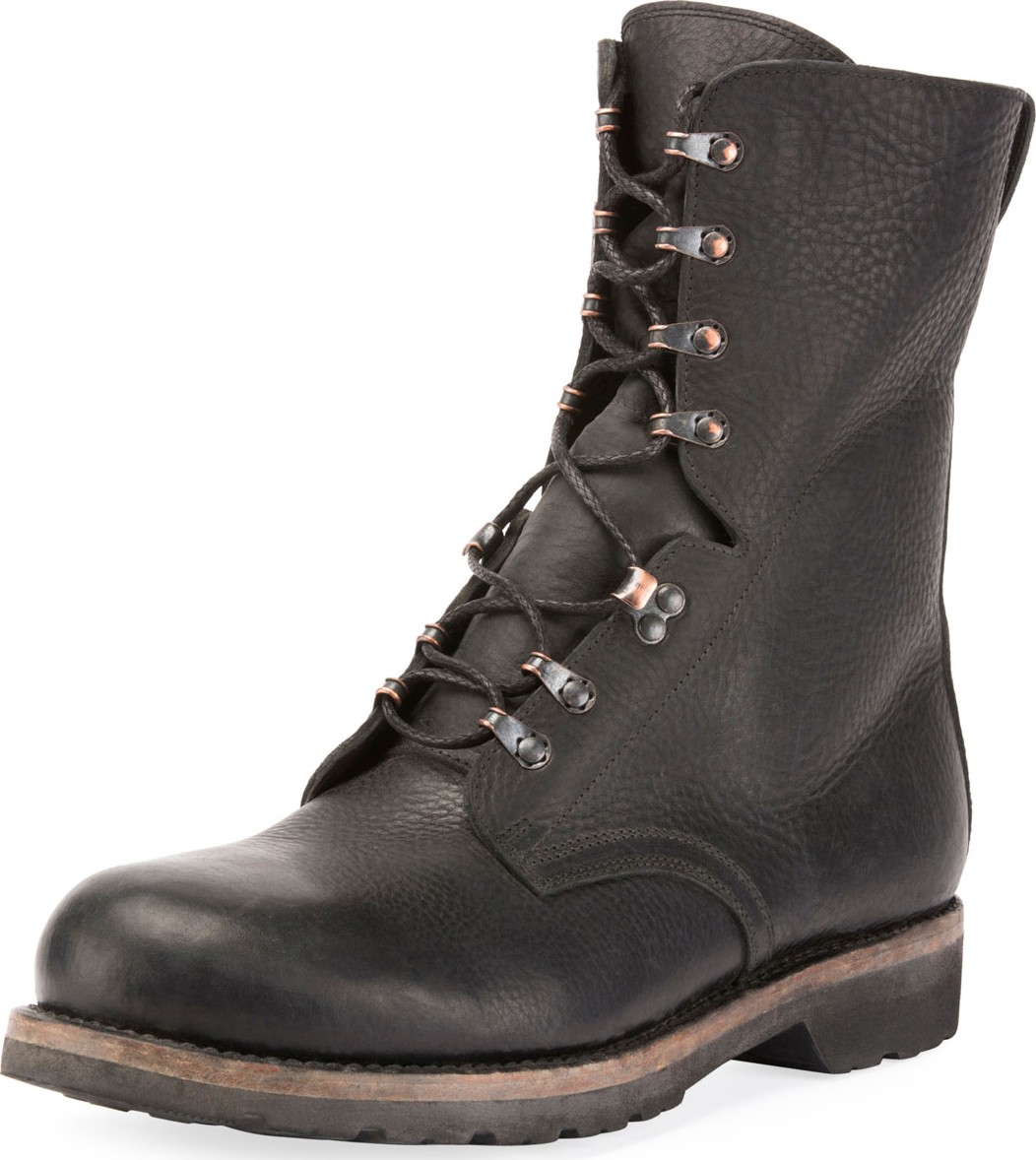 Maison Margiela Men's Replica Leather Lace-Up Motorcycle Boot