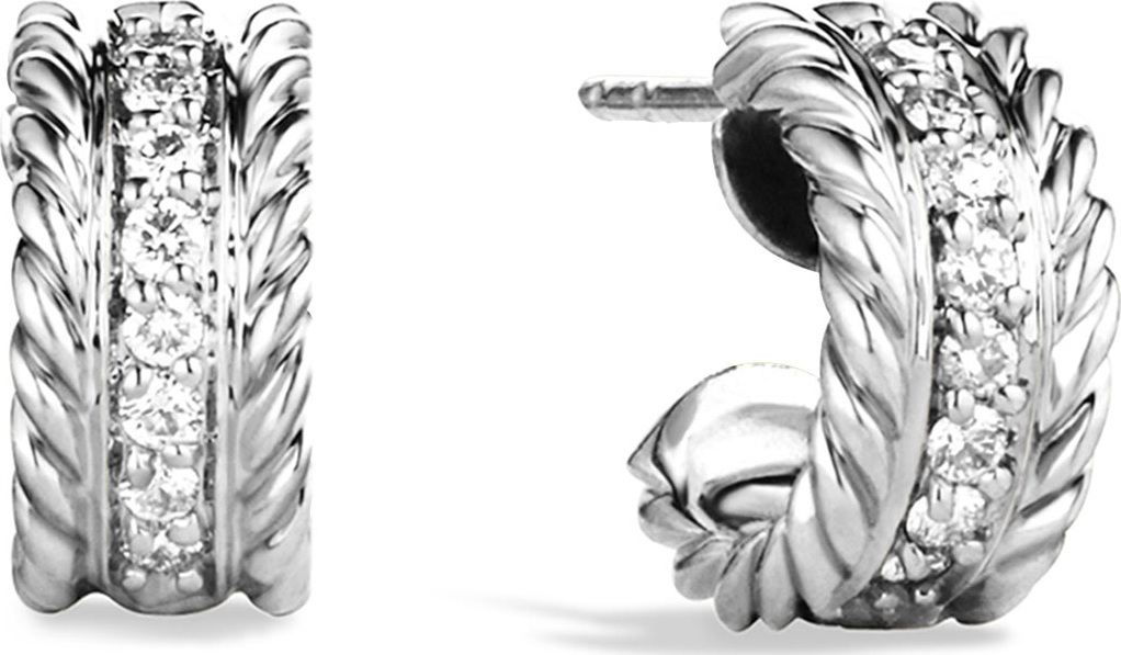 David Yurman PAVE HUGGY HOOP