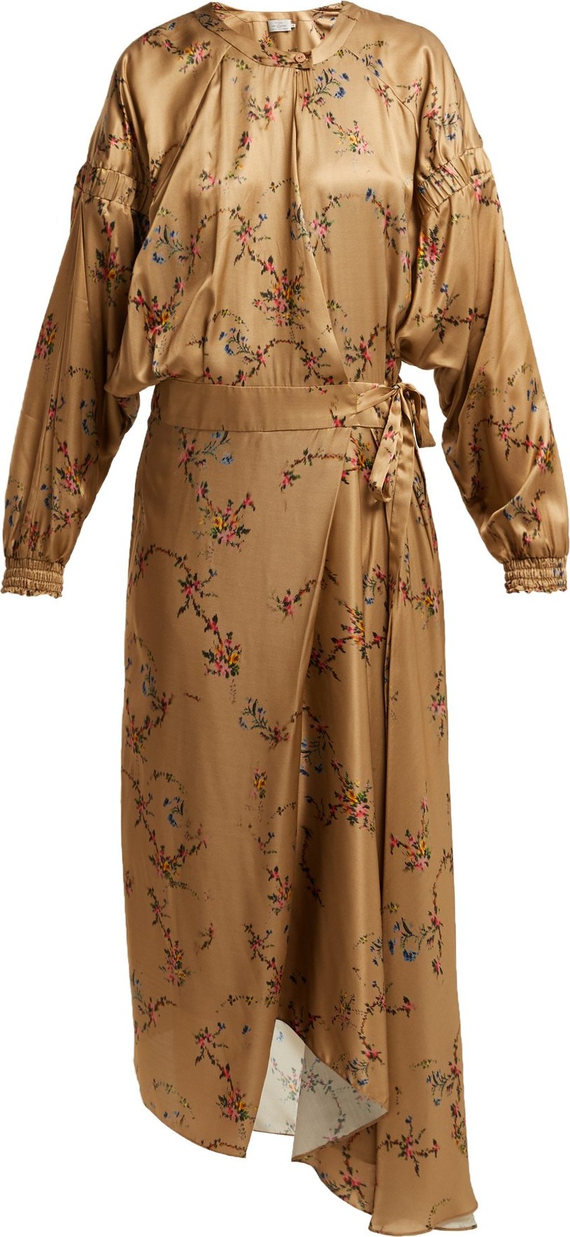 Preen Angel floral-print asymmetric satin midi dress