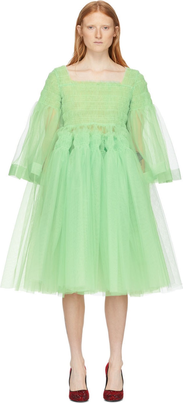 Molly Goddard Green Pearl Dress