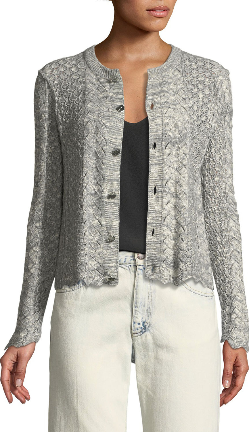 MARC JACOBS Button-Front Cross-Stitched Long-Sleeve Cashmere-Blend Cardigan