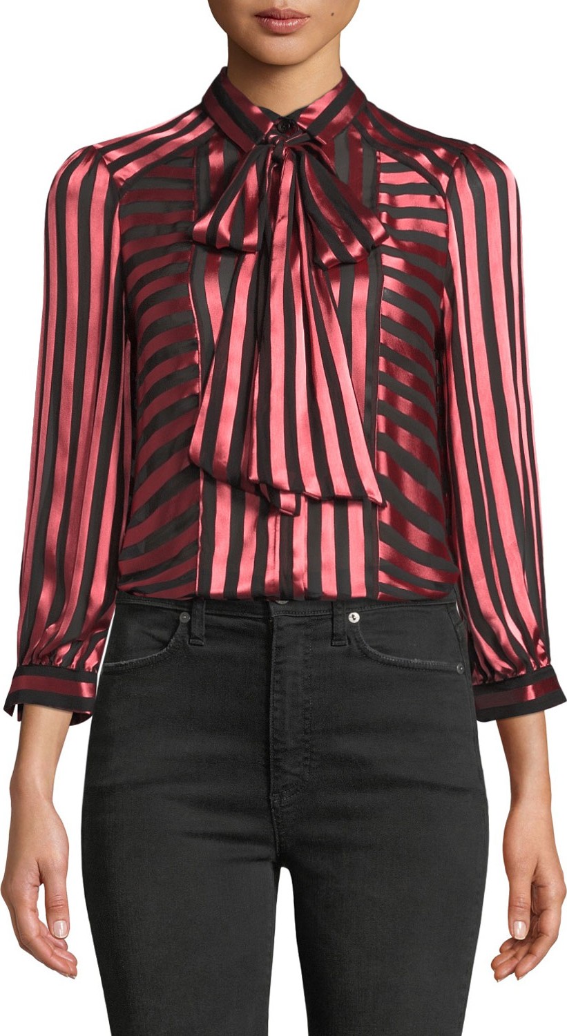 Alice + Olivia Willis Tie-Neck Button-Down Top