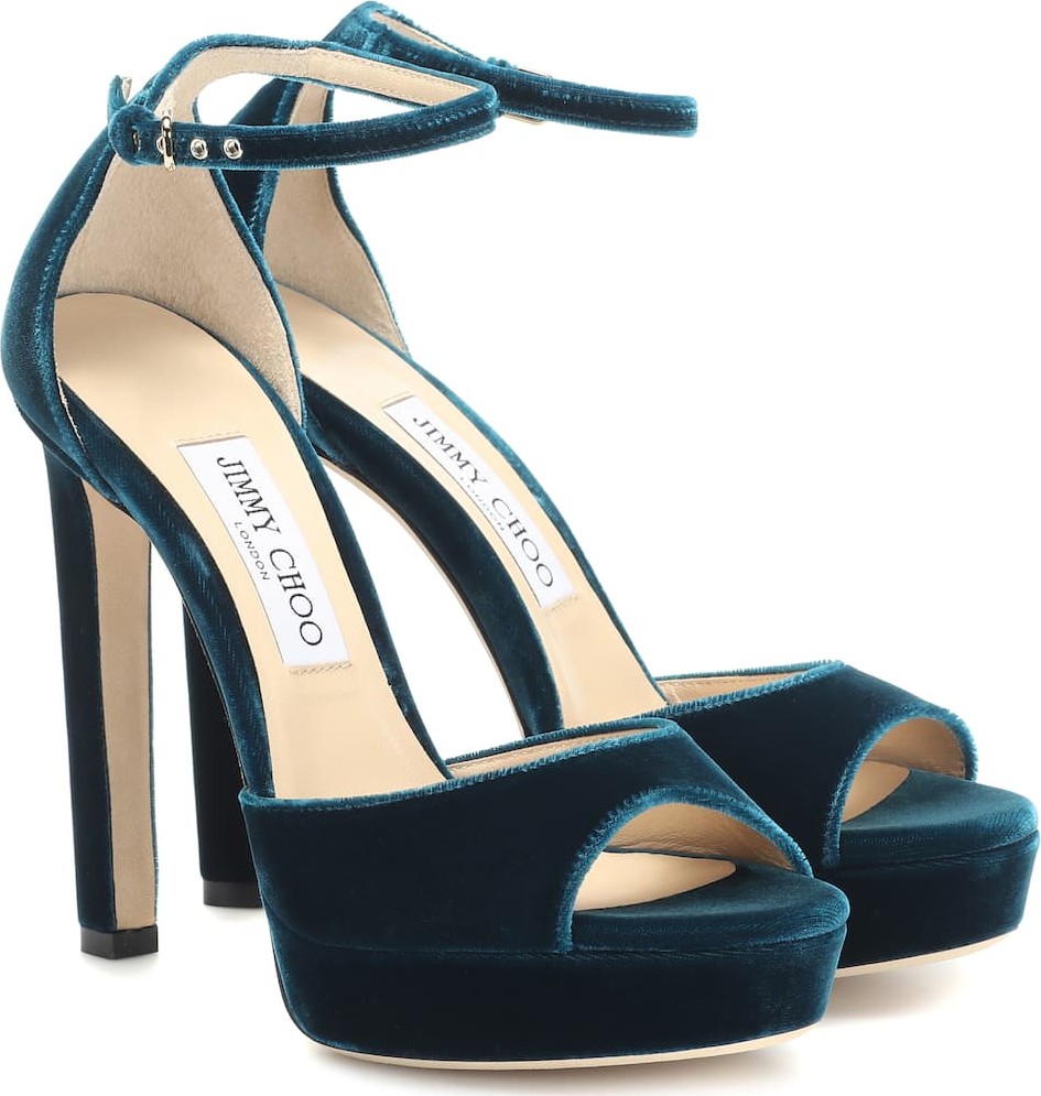 Jimmy Choo Pattie 130 velvet plateau sandals