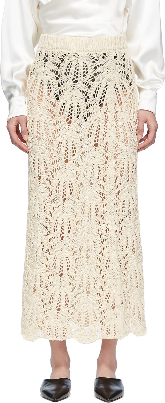 Jil Sander Off-White Knit Lace Long Skirt