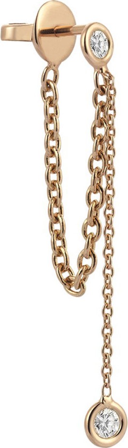 Kismet by Milka 14k Rose Gold Sparkly Diamond Drop Chain Earring (Single)