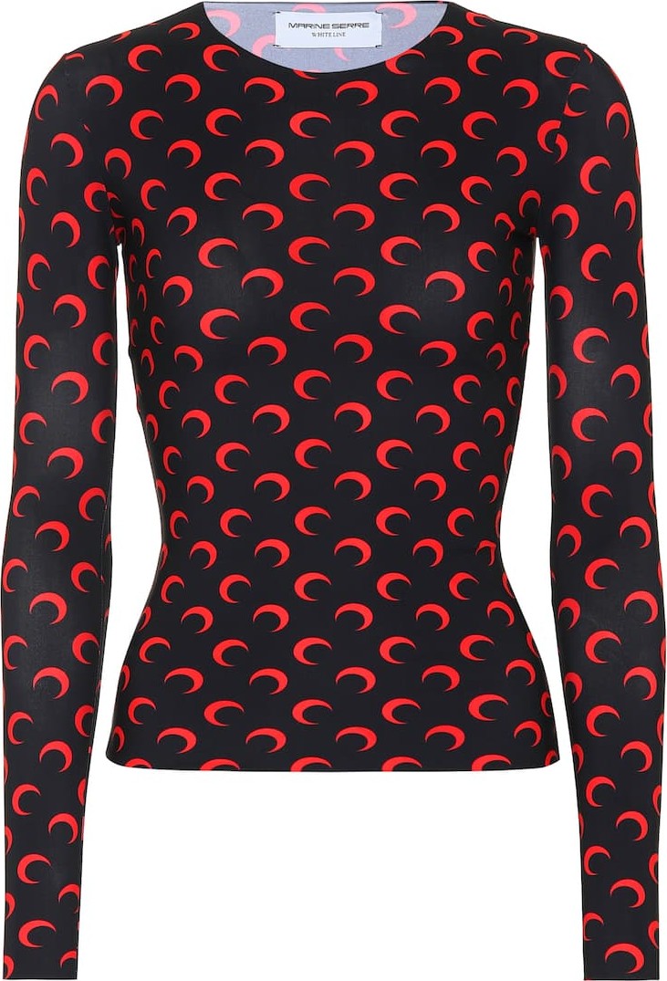 Marine Serre Printed stretch-jersey top