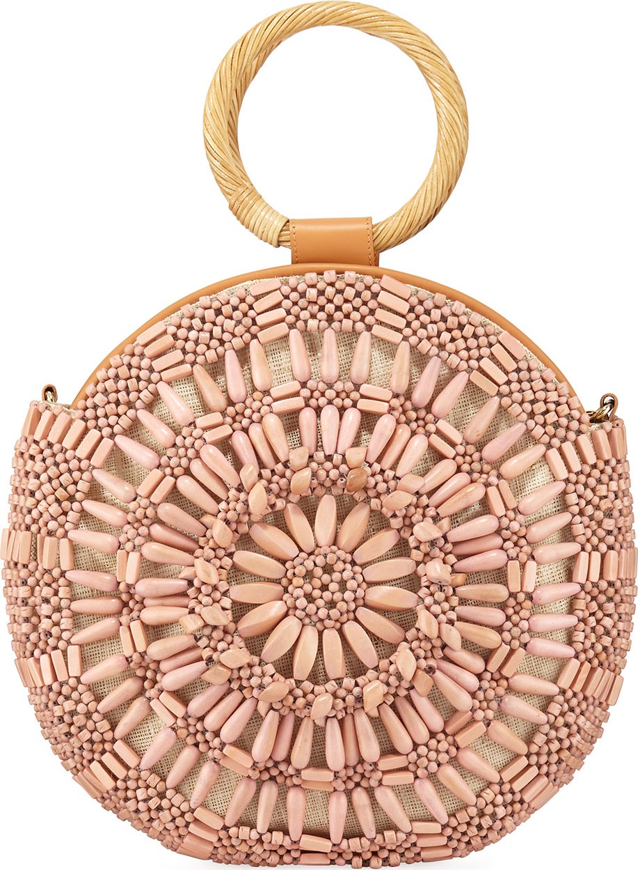 Aranaz Shell Sunburst Round Top-Handle Bag  Pink