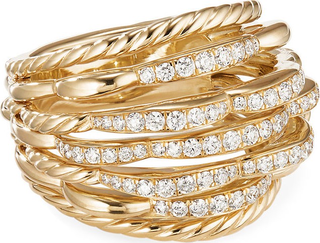 David Yurman Tides 18k Gold Dome Diamond Ring, Size 8