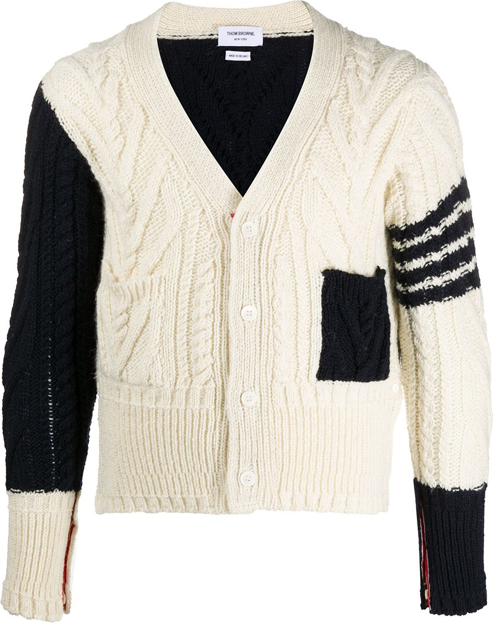 Thom Browne - Aran knit v-neck cardigan