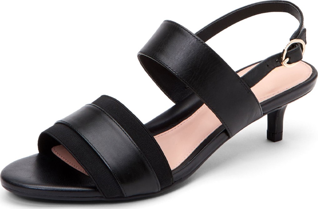 Taryn Rose Odette Leather Kitten-Heel Sandals