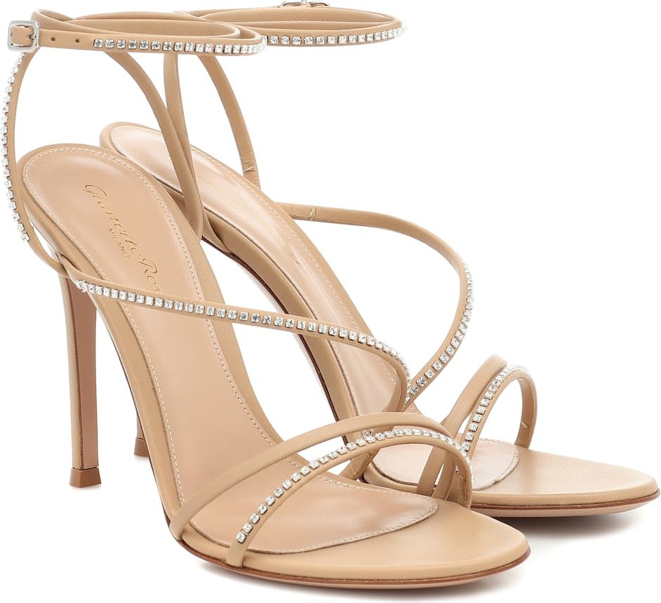 Gianvito Rossi Crystal-embellished leather sandals