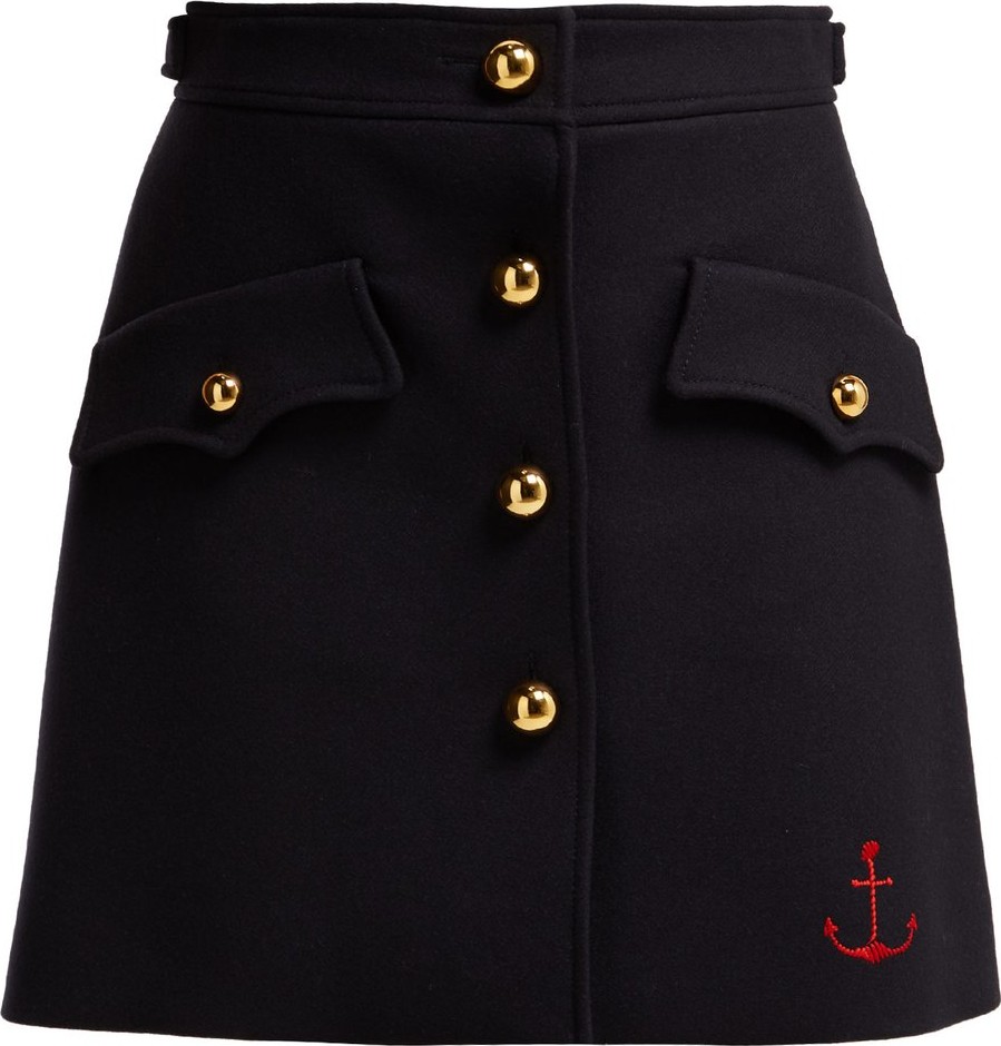 Miu Miu Buttoned virgin-wool skirt