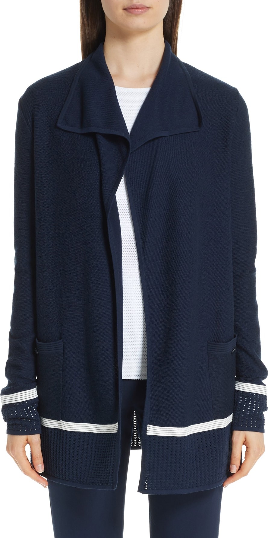 St. John Mesh Trim Cardigan