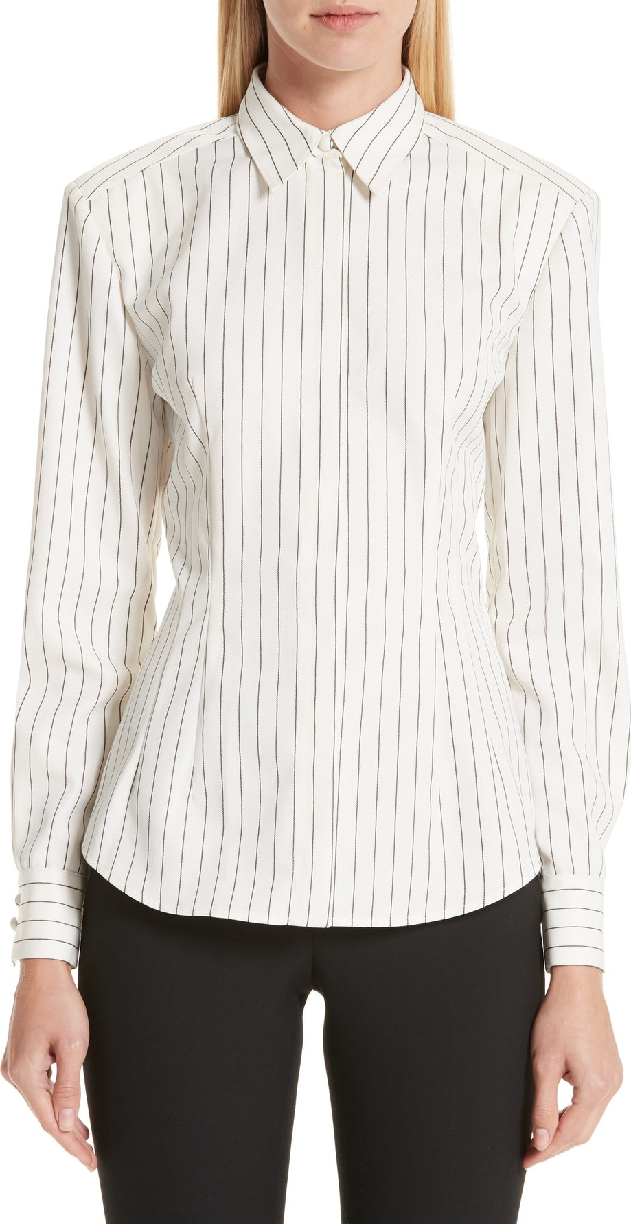 Sara Battaglia Pinstripe Wool Shirt