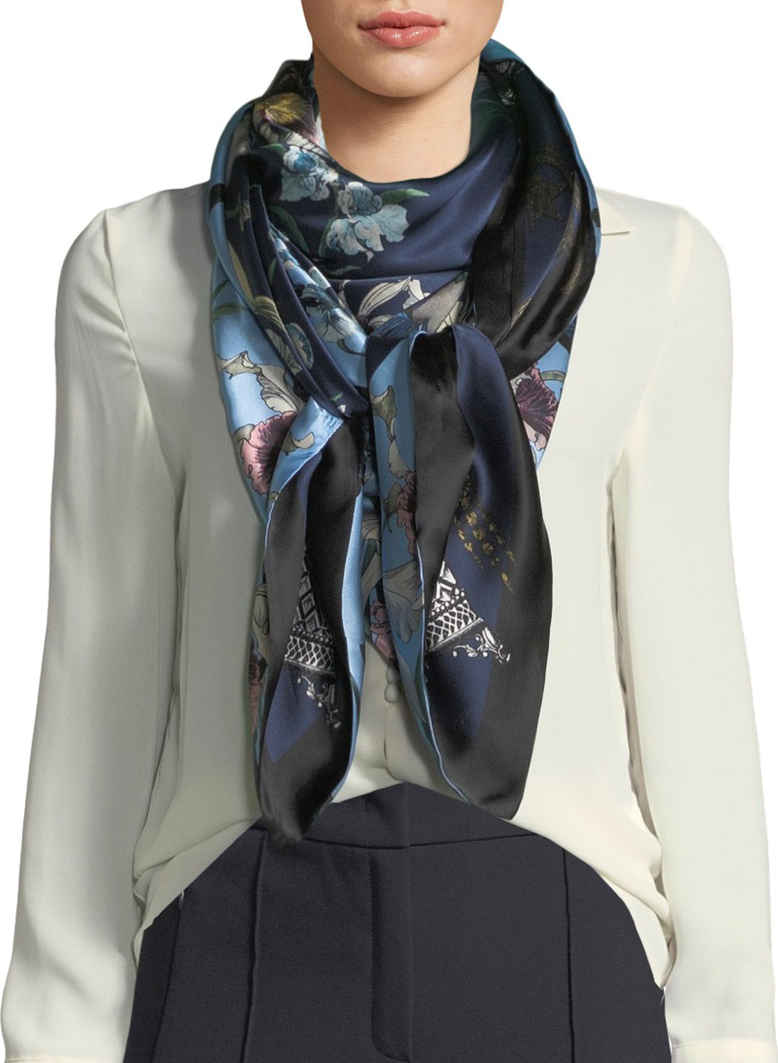 St. Piece Ingrid/Imogen Double-Sided Floral Silk Scarf