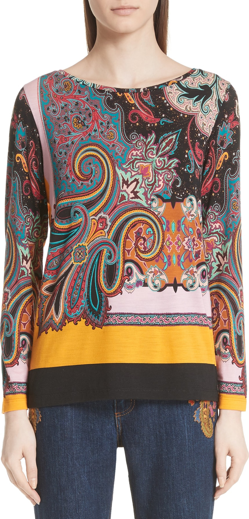 Etro Colorblock Paisley Tee