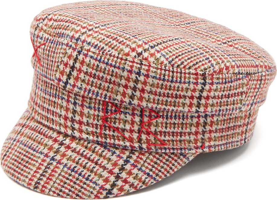Ruslan Baginskiy Hats Check-weave logo-embroidered baker boy cap