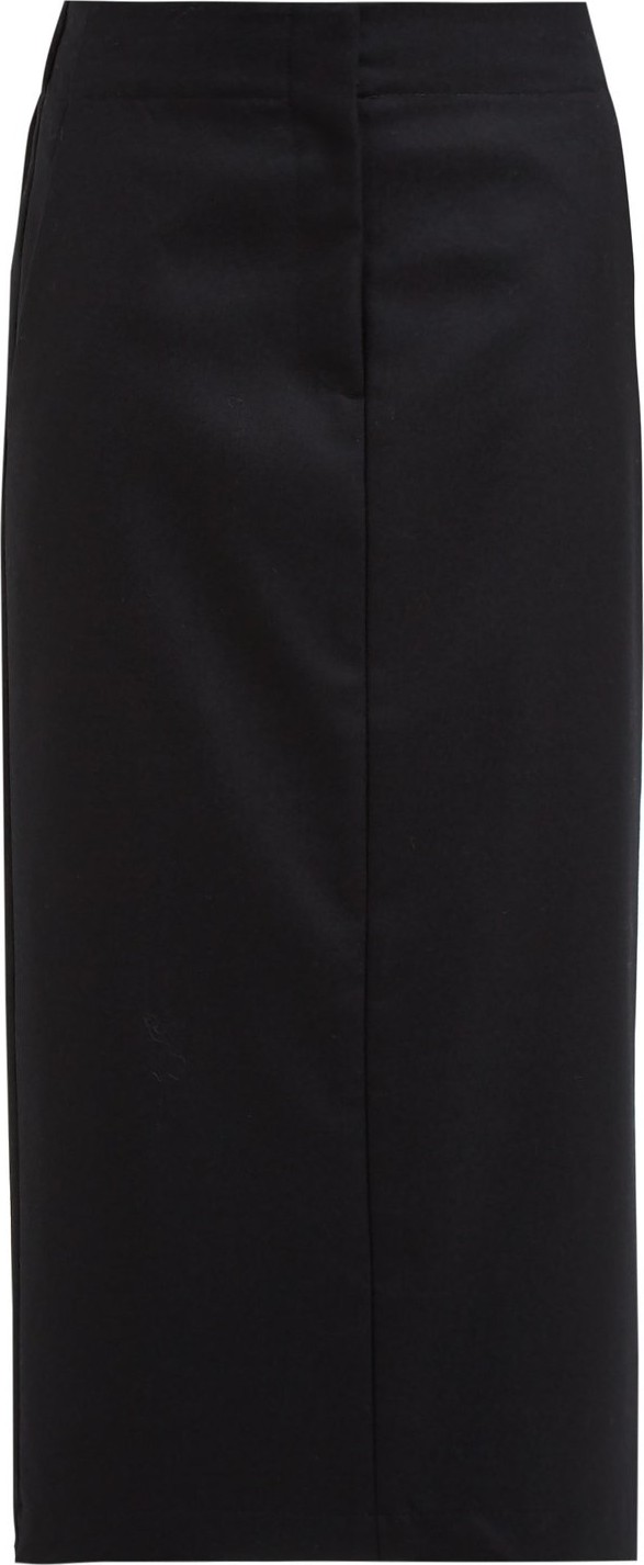 Raey Elasticated-back wool midi skirt