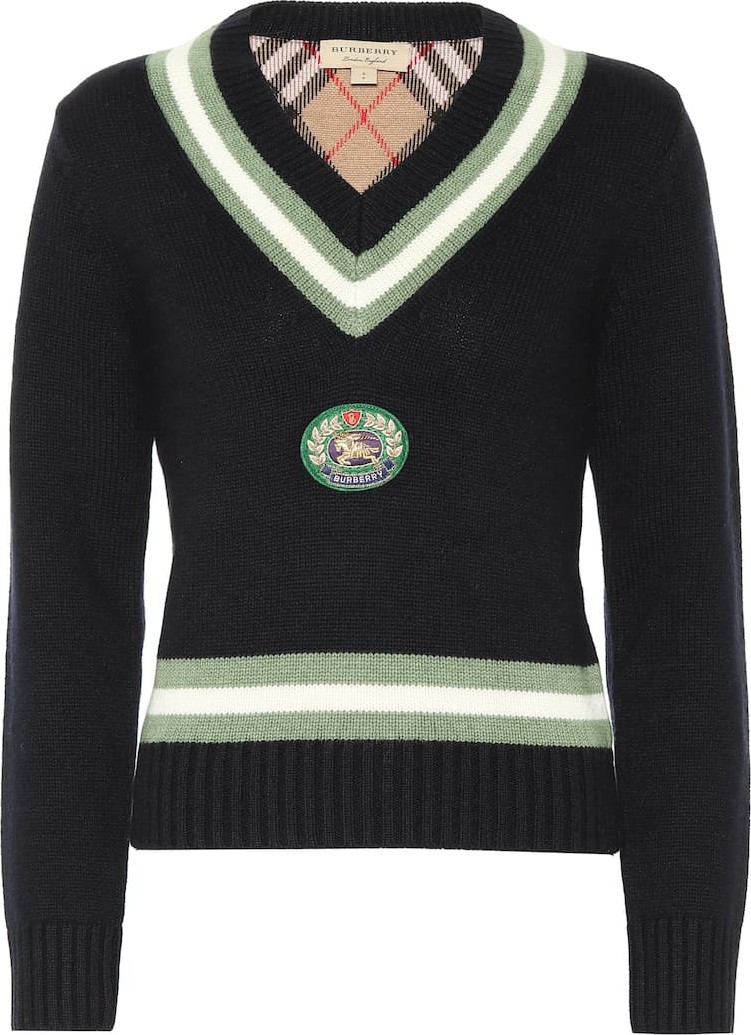 Burberry London England Appliquéd wool and cashmere sweater