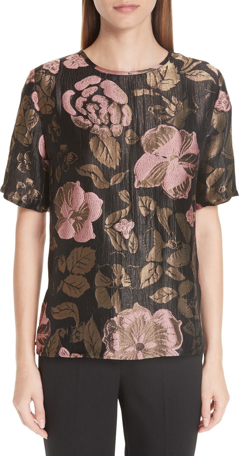 Etro Metallic Floral Jacquard Top