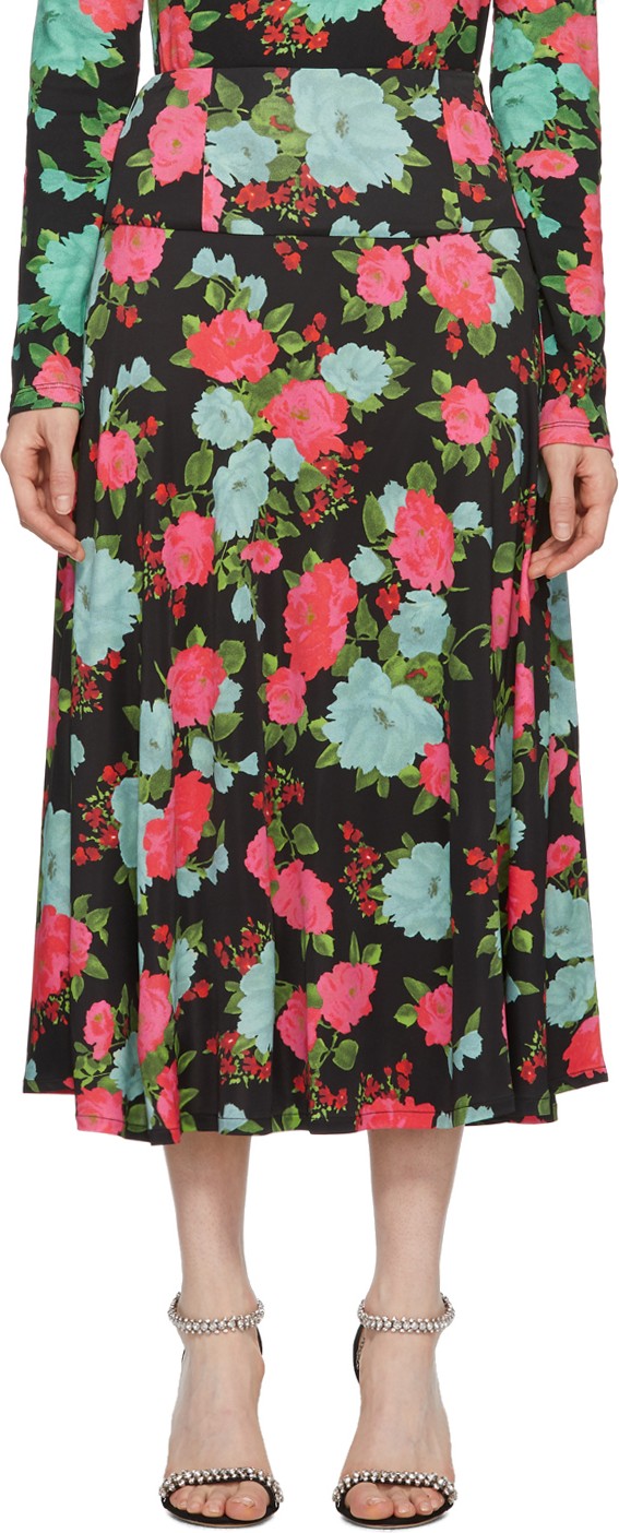 Erdem Black & Pink Elvin Skirt