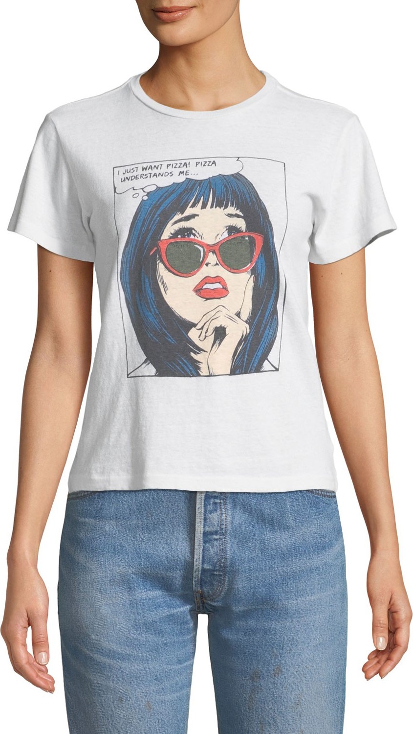 RE/DONE I Just Want Pizza Crewneck Graphic Tee