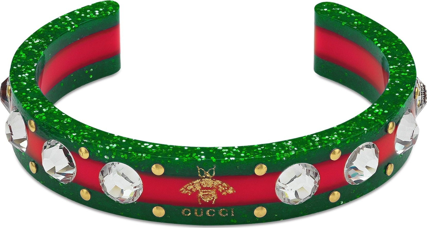 Gucci Crystal & Stud Stripe Cuff