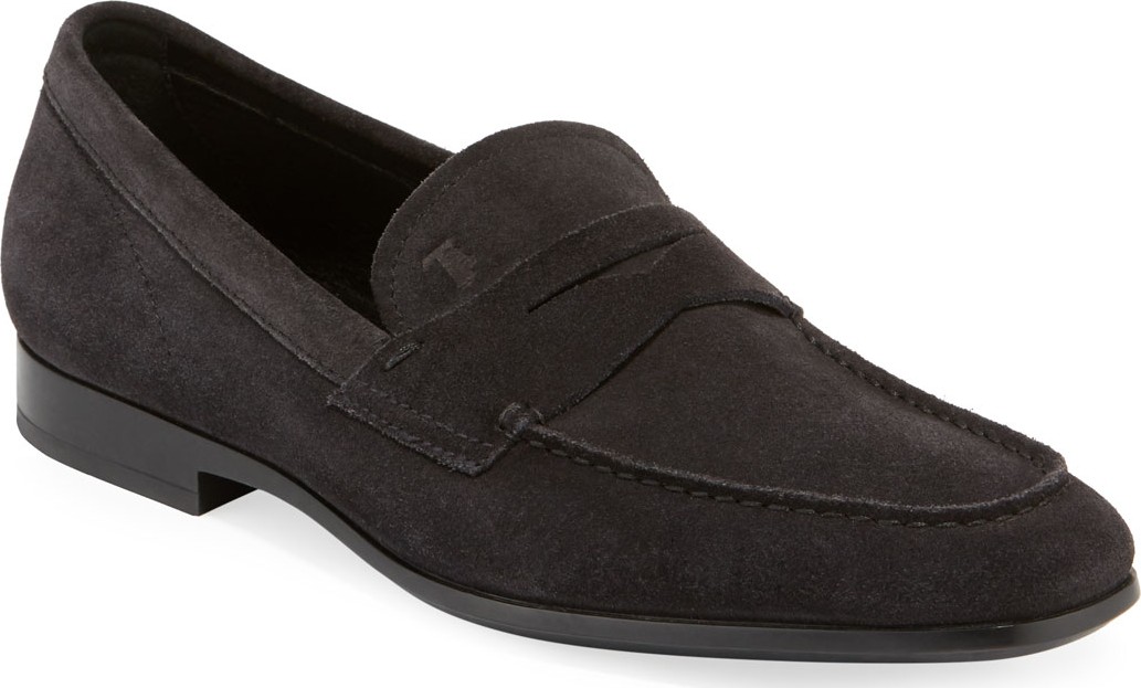 Tod's Men's Moccasino Suede Penny Loafers, Brown