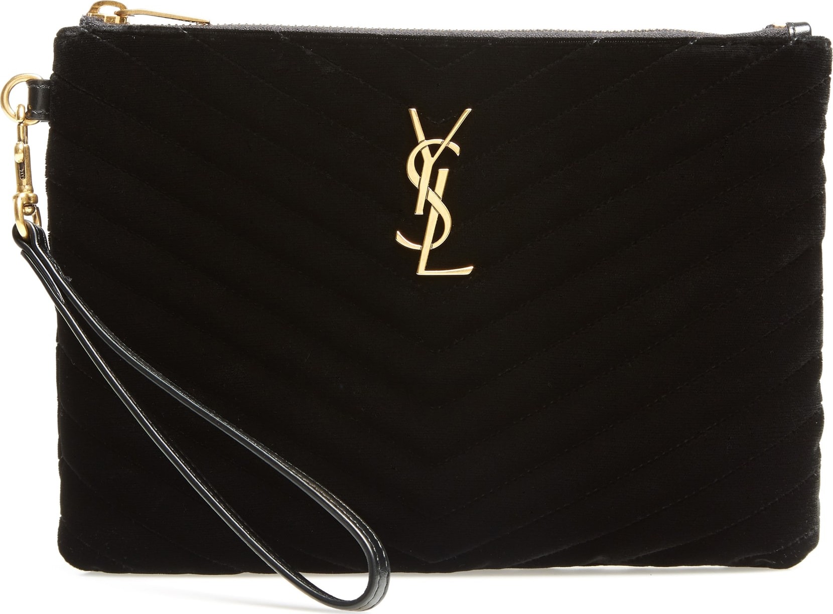 Saint Laurent Monogram Matelassé Velvet Pouch