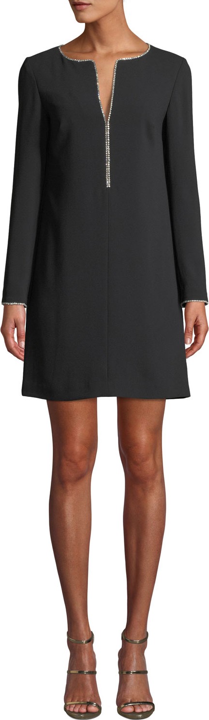 Trina Turk Liqueur Crystal-Trim Crepe Shift Dress