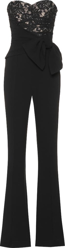 Rebecca Vallance Betty lace-trimmed crêpe jumpsuit