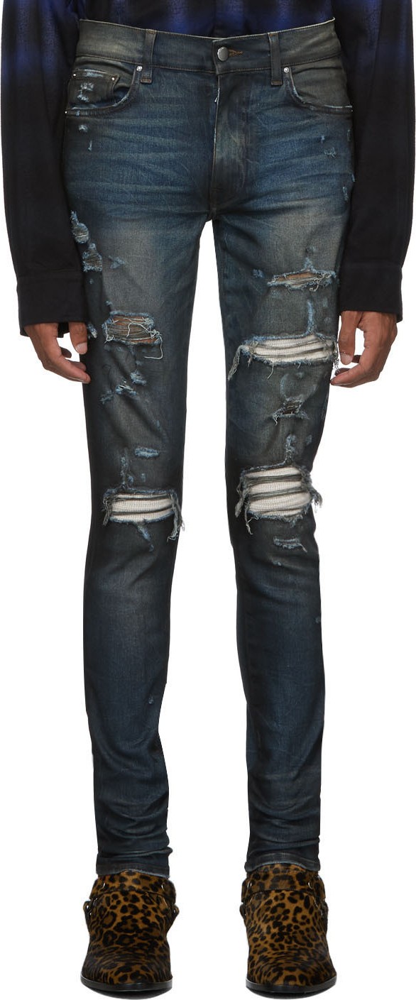 Amiri Indigo Rough Patch Jeans