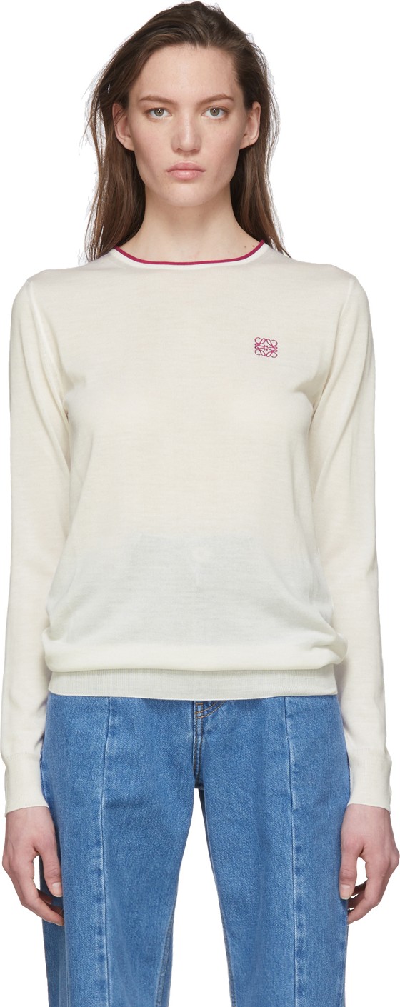 LOEWE Off-White Cashmere Anagram Sweater