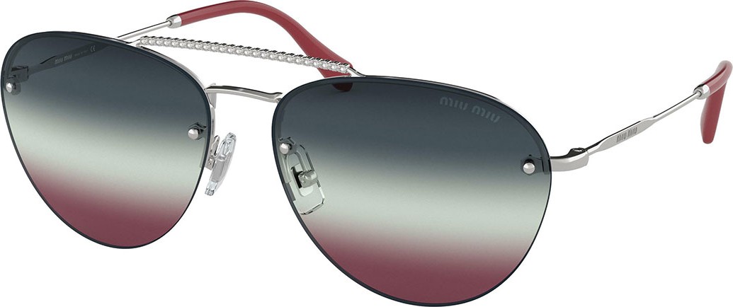 Miu Miu Rimless Mirrored Aviator Sunglasses