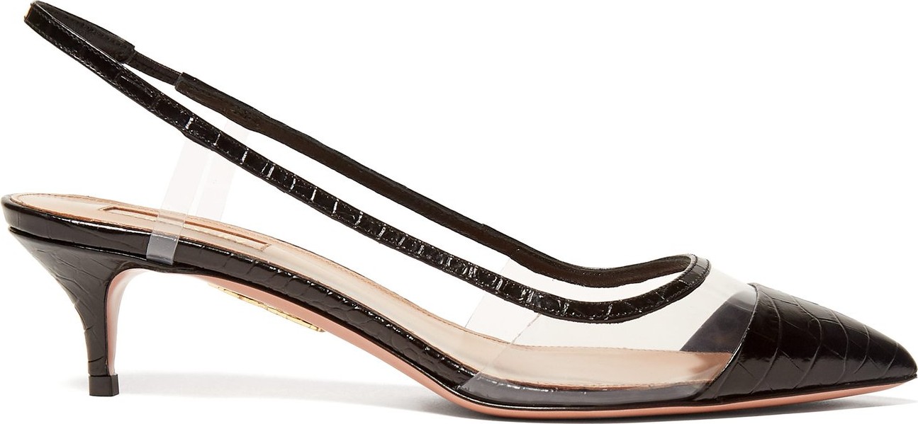 Aquazzura Temptation 45 crocodile-effect leather pumps